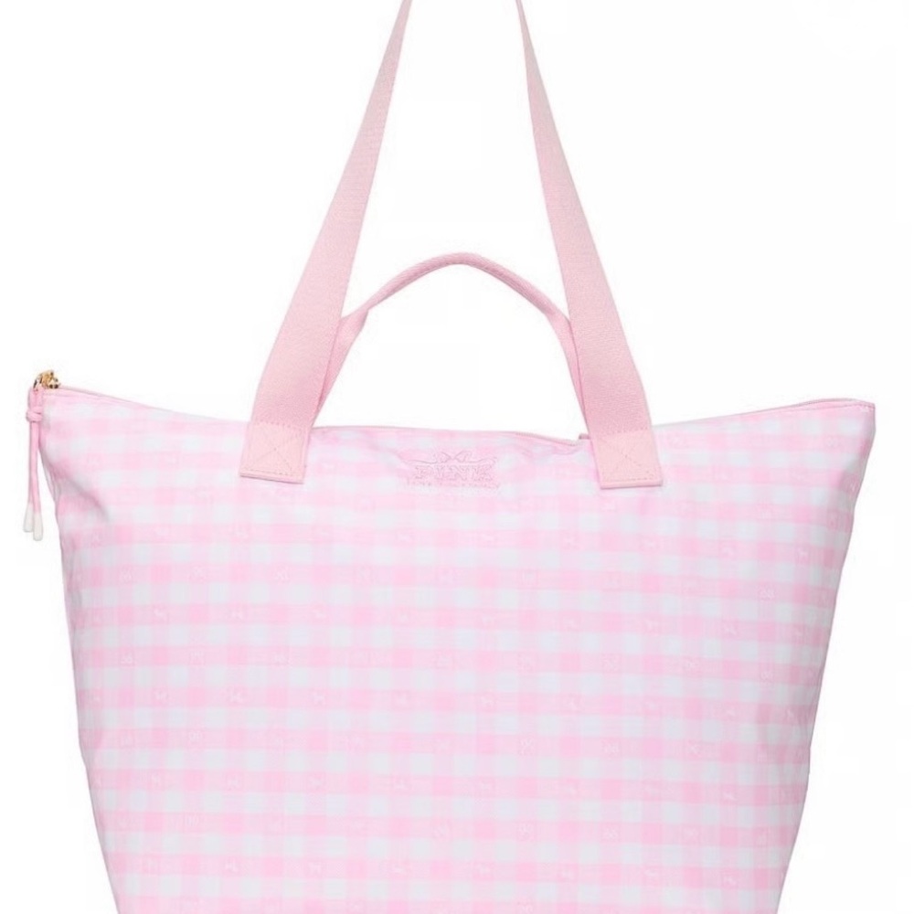 Victoria Secret x Loveshack Fancy Pink Gingham Plaid Limited Edition Tote Bag